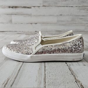 Keds X Kate Spade Silver Glitter Double Decker Sneaker Shoes Sz 3